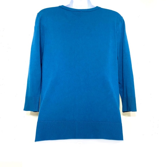 14th & Union TEAL cardigan lightweight v-neck 3/4 sleeve button down sweater L - Picture 2 of 11